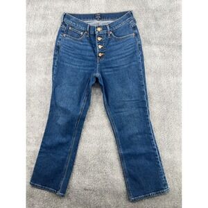 J.Crew Mid-Rise Flare Crop Jeans‎ Womens 26 Blue Button Fly Stretch Denim